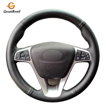 

Hand-stitched Black Genuine leather Car Steering Wheel Cover for Lada Vesta 2015 2016 2017 2018 2019 Xray 2015-2019