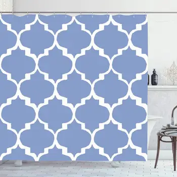 

Shower Curtain Set with Hooks 72x78 Inches Moroccan Style Grey Tiles Pattern Tessellation Inspired Floor Abstract Old Tile