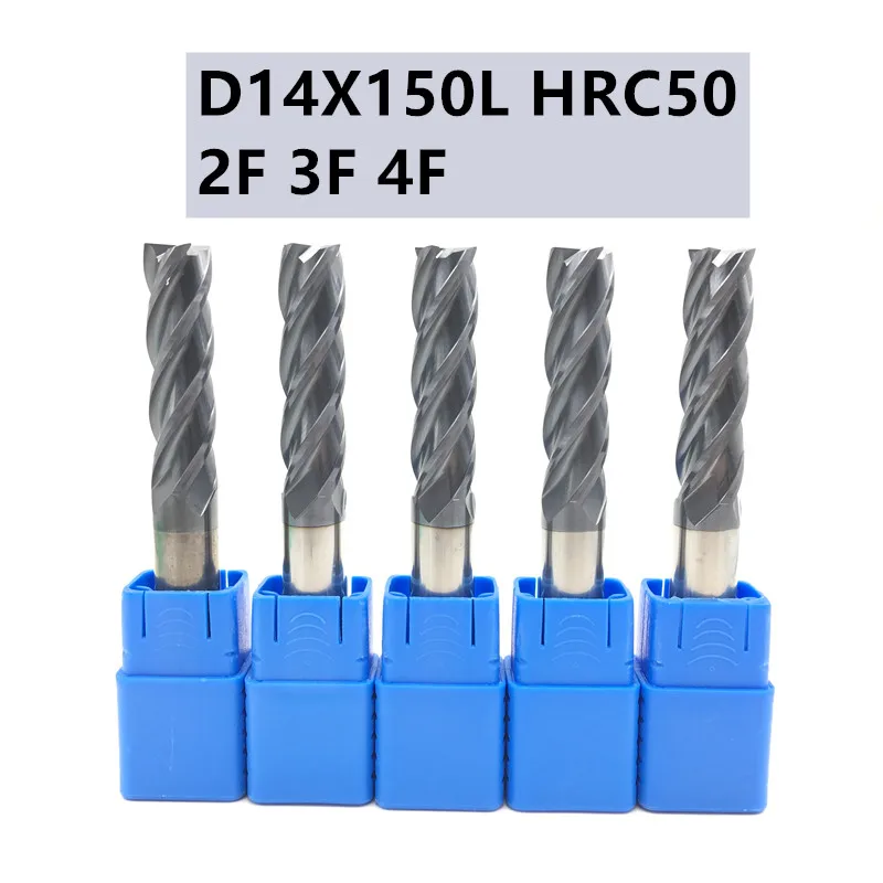

1 шт. HRC50 D14 150L 14 мм 2F 3F 4F твердосплавный инструмент CNC Обрабатывающий Фрезерный резак