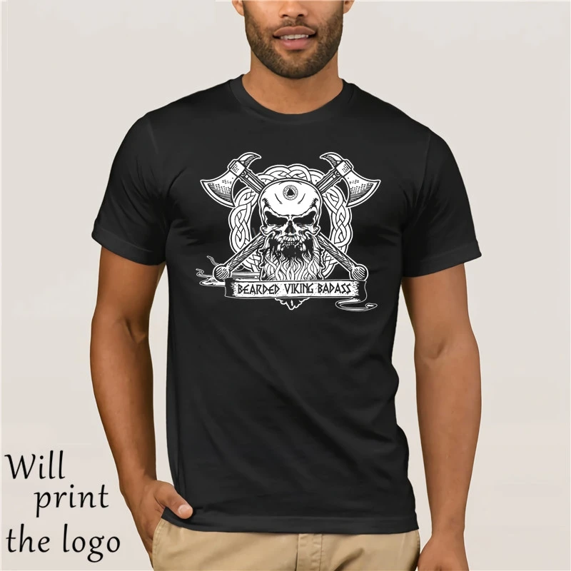 Бородатый Viking Badass Белые мужские механические рубашка череп короткий рукав