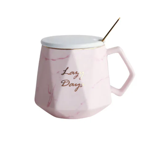 Pink Set JINSERTA мраморная керамическая молочная кружка набор кофе чай сок чашка для воды офис ресторан кафе Пномпень с крышкой декоративная чашка - Цвет: Pink Set