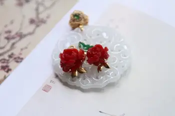

Fine Jewelry Real 18K Gold Japan Origin Nature Aka Red Precious Coral Pendants Gold Diamond Pendant Gemstone Necklaces for Women