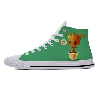 

Guardians of the Galaxy I Am Groot Cartoon Funny Casual Canvas Shoes High Top Lightweight Breathable 3D Print Men women Sneakers