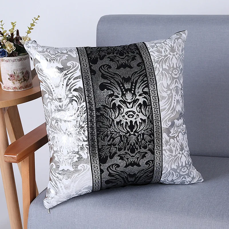 Винтажная черная серебряная Цветочная подушка, чехол для подушки, чехол для автомобиля, дивана, декоративный чехол для подушки, декоративная наволочка для дома - Цвет: 3