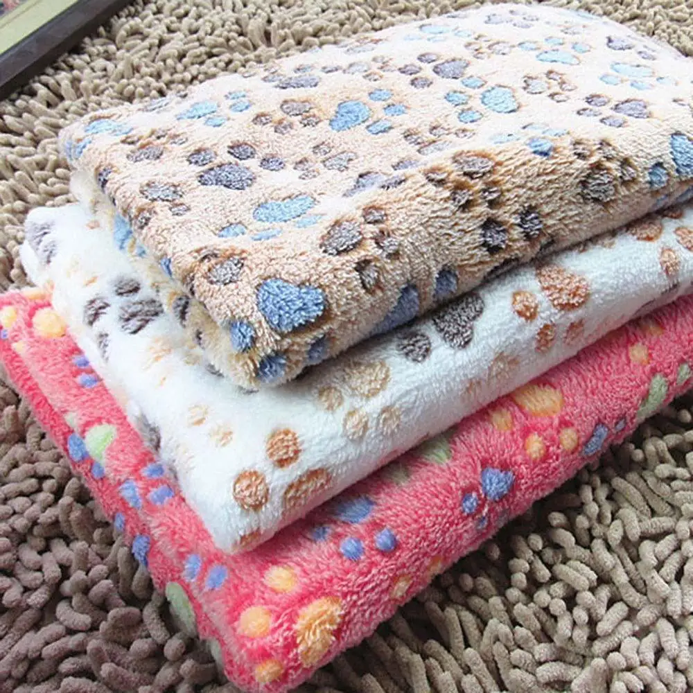 Warm Pet Mat Small Large Paw Print Dog Puppy Fleece Soft Blanket Cushion Cat Dog Blanket puppy Sleeping Cover Towel cushion