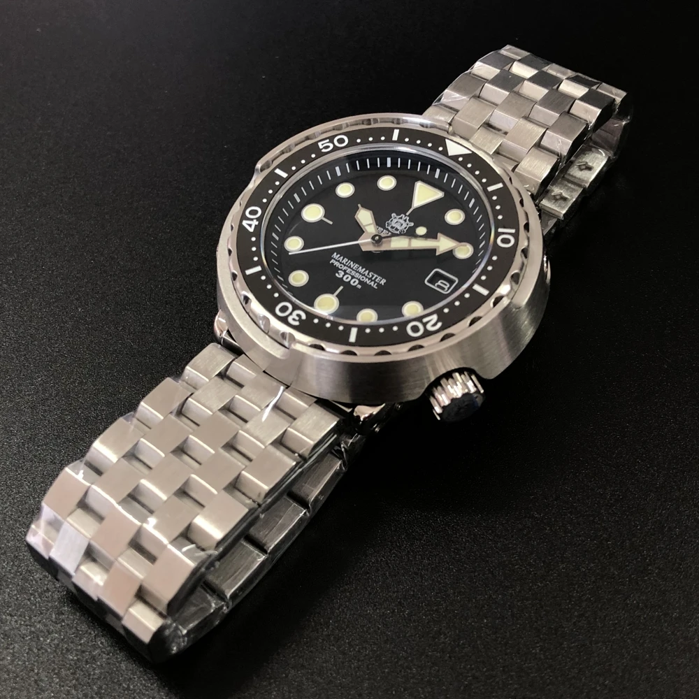 Black-Steel B 1975 первые консервы тунец погружения часы перегравированные автоматические часы человека автоматические часы NH35 300M часы для дайверов сапфировое стекло - Цвет: Black-Steel B