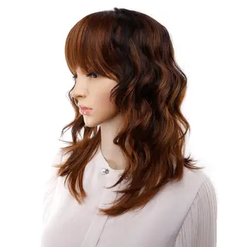 Amir Bob Wig Short Synthetic Mixed Color Black Mix Dark Brown Wigs For Women Medium Length Heat Resistant Cosplay Wigs 5