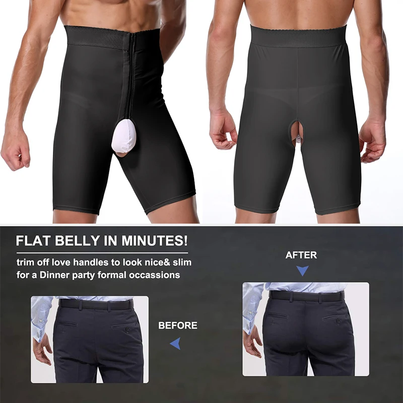 

Men Shapers Belly Slim Underwear Boxer Stretch Mesh Belly Girdle Body Shaper with Zipper Hi-Wasit Tummy Control Slimming