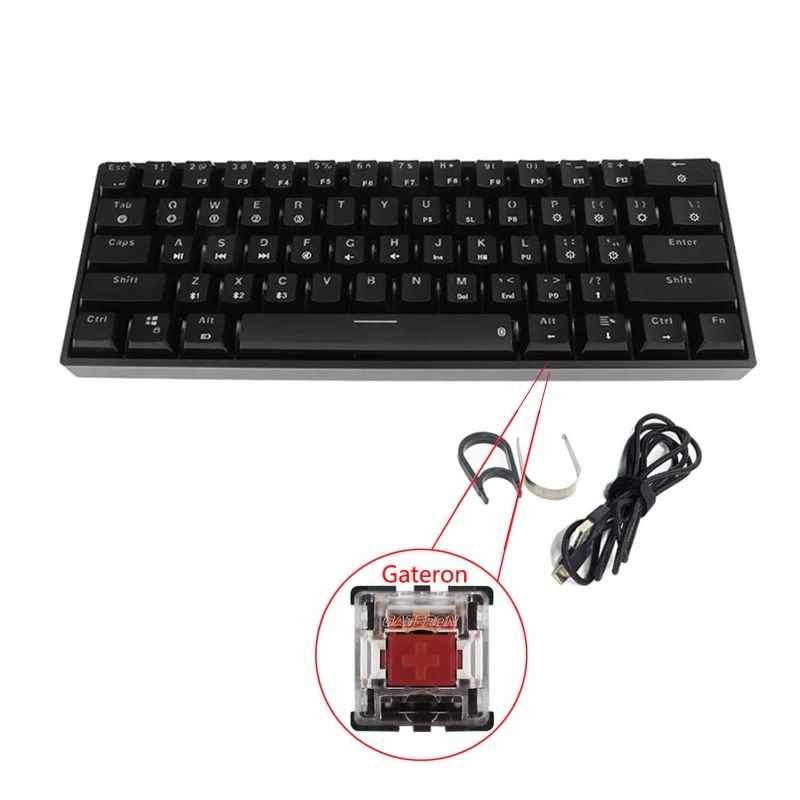 RGB LED Backlit Bluetooth 5.0 Wireless Mechanical Keyboard Portable Gaming Keyboard 61 Keys Mini Keyboard