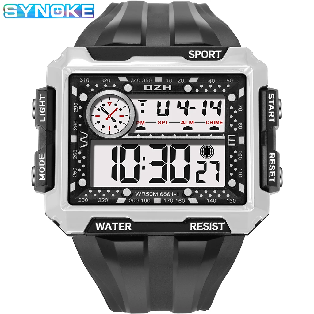 Men's Sports Watch 2021 New Top Brand Large Dial Square Digital Watches Mens Waterproof Fashion Casual Military Wristwatch reloj