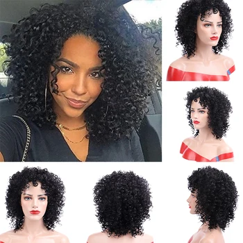 

synthetic fiber high temperature very afro kinky curly bob deep wave density short wig with blond red black wig for women style