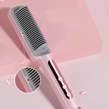 

2 in 1 Electric Hot Air Comb Hair Straightener Brush Ceramic Hair Curler Heated Electric Smart Brush Styling Tools