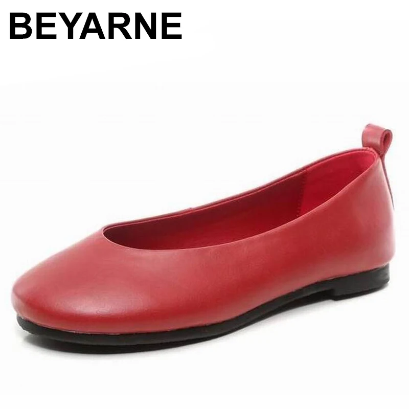 

BEYARNE 2019 New Arrival Shoes Woman Genuine Leather Women Flats Slip On Women's Loafers Female Moccasins Shoe zapatos mujerE851
