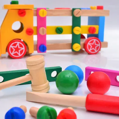 Детские деревянные игрушки для машины, многофункциональная машина с шариковым винтом, монтажные блоки для детей