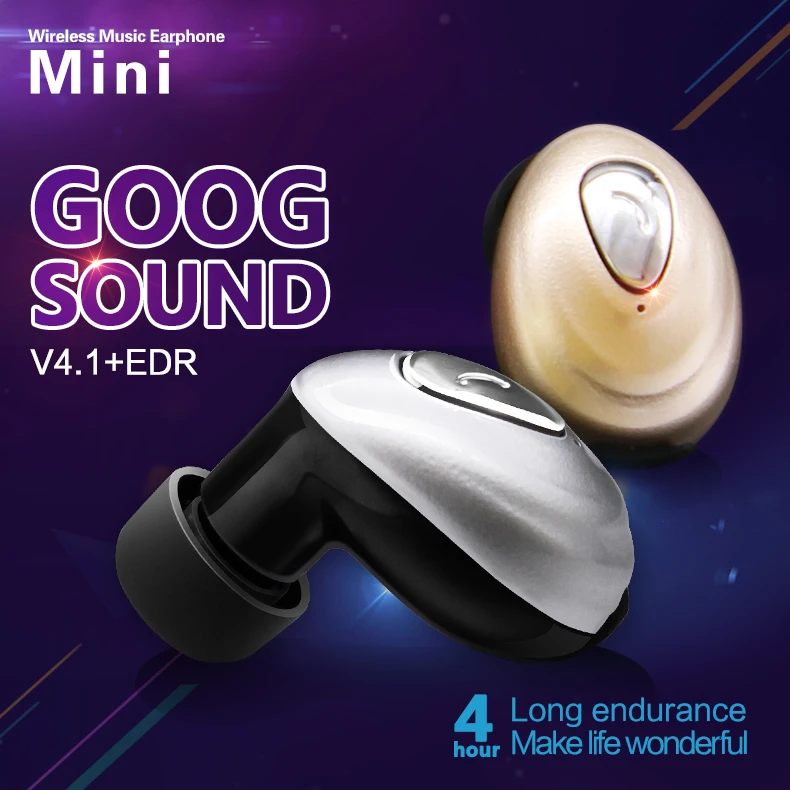 Mini Wireless Earphone Bluetooth V4.1 EDR Stereo Earphones Connect Two Devices Unilateral Hands Free Sport Music Play Headset