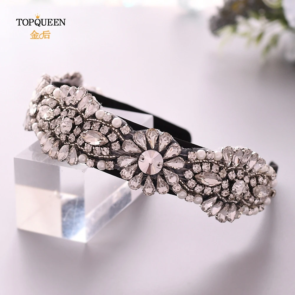 TOPQUEEN S237-FG Свадебные Стразы broque головная повязка свадебная тиара головные уборы серебряные стразы головная повязка Свадебные украшения для волос