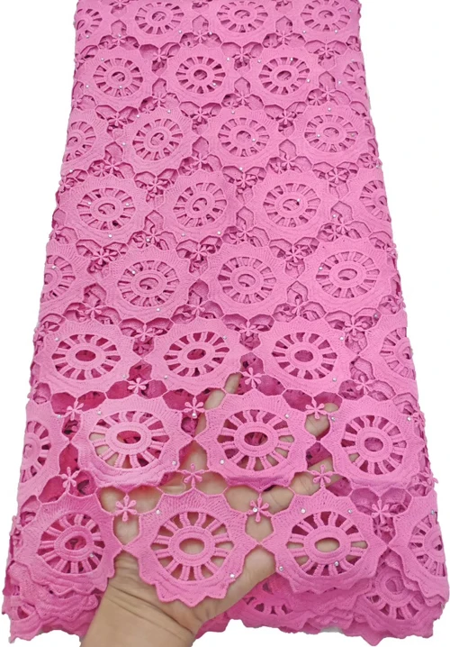 

African Milk Lace Fabric 2019 High Quality HTB79. Guipure cord Lace Fabric Stones Nigerian Milk Silk Lace Fabrics PINK