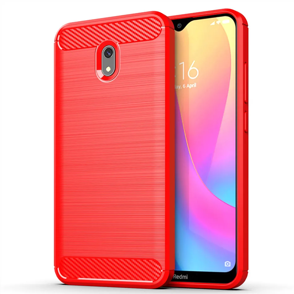 Силиконовый чехол для Xiaomi Redmi 8A 8, Силиконовый противоударный чехол из углеродного волокна и мягкого ТПУ для Xiaomi Redmi 8A, чехол - Цвет: Красный