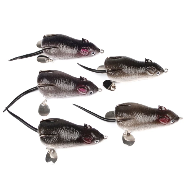 6cm 11.5g Reusable Rat Bait Wear Resistant Silicone Rat Lure with Double Hook for Fishing, Size: 6 cm