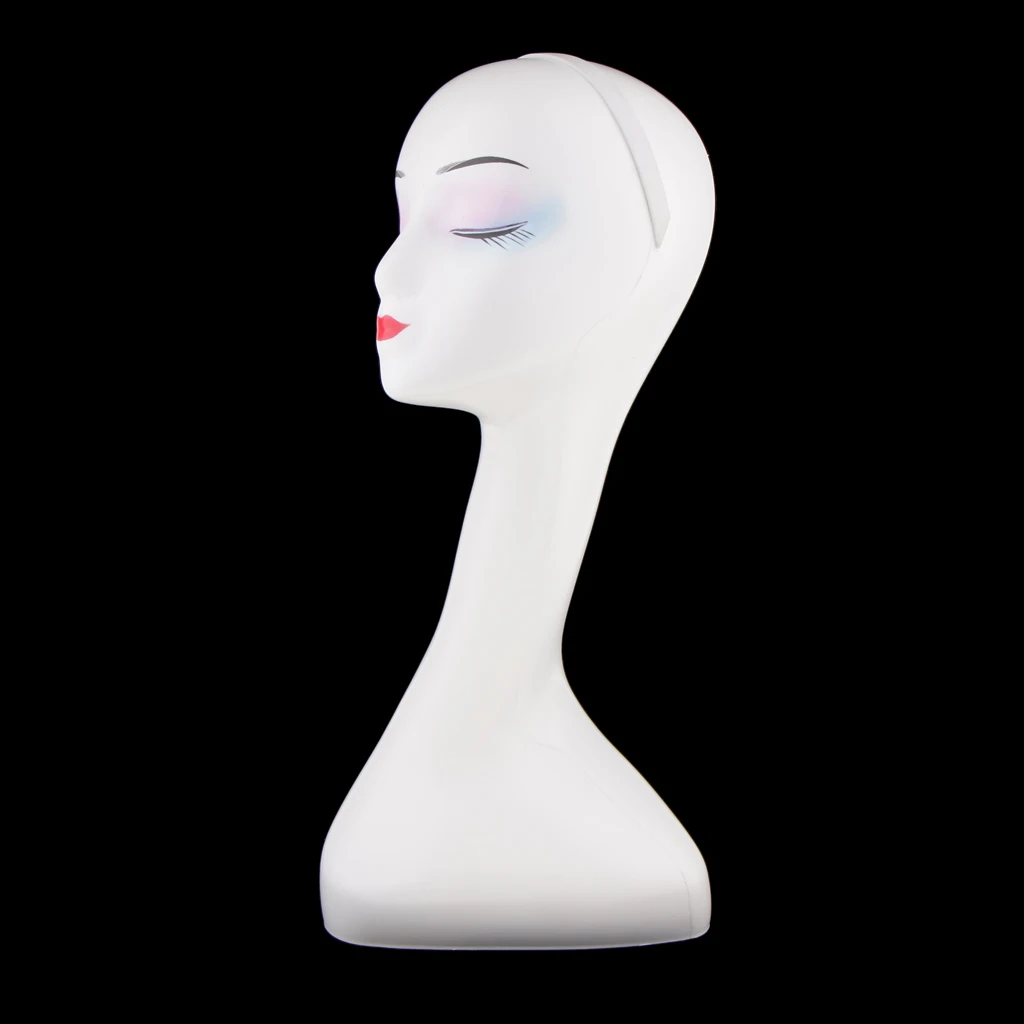 DYNWAVE Long Neck Elegant Female Mannequin Head for Hair Wigs Jewelry Headphone Hat Display White 