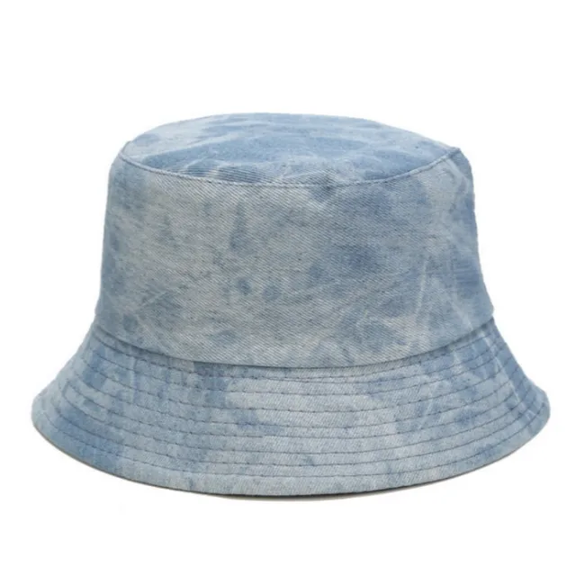 Tie Dye Denim Bucket Hat Cap Casual Jean Reversible Panama Spring Summer Two Side Wear Women Sun Hat Outdoor Hiking Fishing Cap