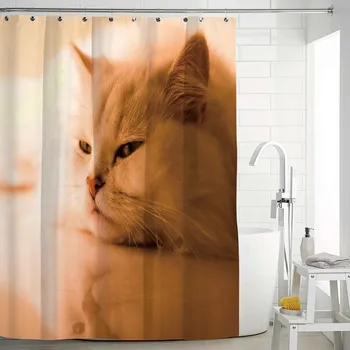 

Cat Printed Shower Curtain Cartoon Animal Bath Curtains Bathroom for Bathtub Bathing Cover Shower Curtains