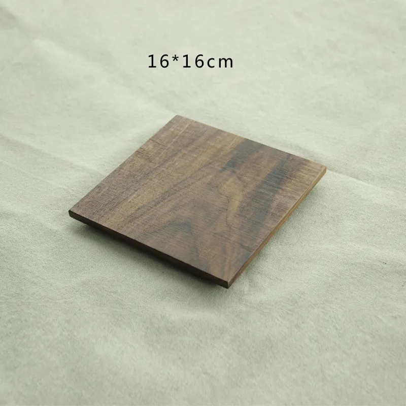 16x16CM Черный орех прямоугольная квадратная деревянная кастрюля тарелка фруктовое блюдо, тарелка чайный лоток десертный ужин хлеб деревянные тарелки - Цвет: 16x16CM