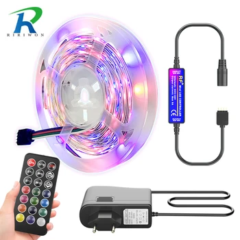 

30m RGB LED Strip Light 2835 5m 10m No Waterproof leds tape diode ribbon LED lights Lamp Controller AC 220V DC 12V adapter set