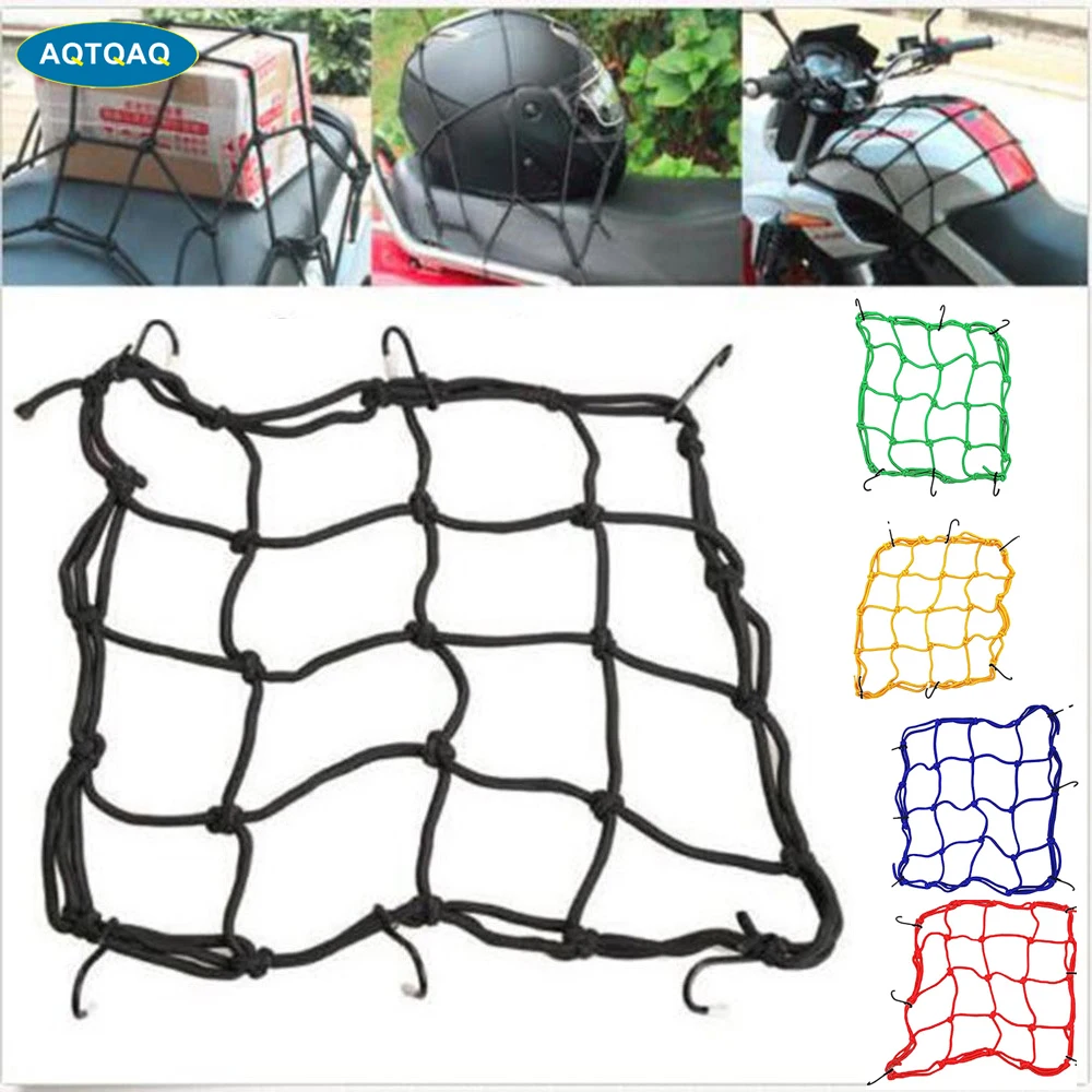6 Hooks Hold Down Travel Cargo Goods Luggage Mesh Motorcycle Helmet Net Network