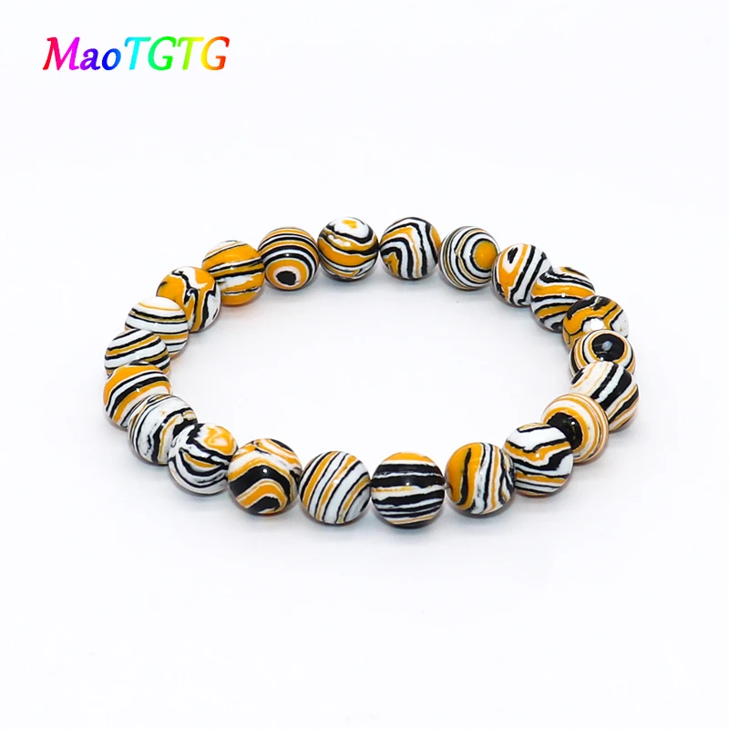 8 мм Красочные малахитовые браслеты для женщин Ручные ювелирные изделия