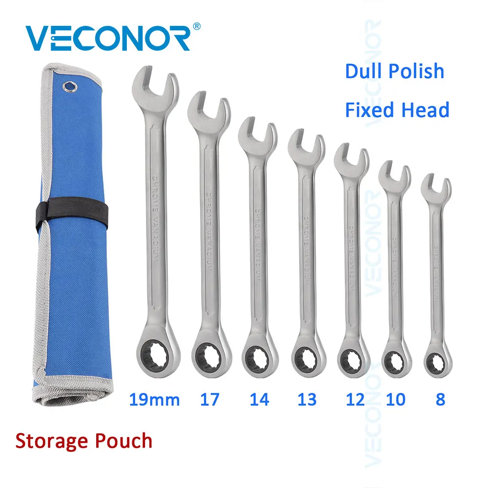 Veconor 7 шт. ключ трещотка комплект усилила 8 19 мм CRV качество ratchet wrench wrench setratchet wrench | Гаечный ключ -32813902443