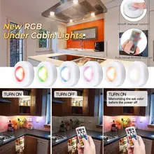 Remote Controlled Color-Changing Night Light LED Under Cabinet Light RGB Mini Night Lamp Party Kitchen Stair Wall Cabinet Light