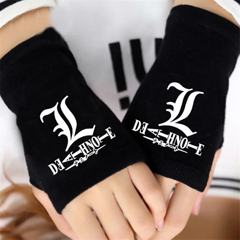 Death Note Anime Winter Warm Half Finger Glove Cosplay Accessories Men Women Japanese Anime Cartoon 