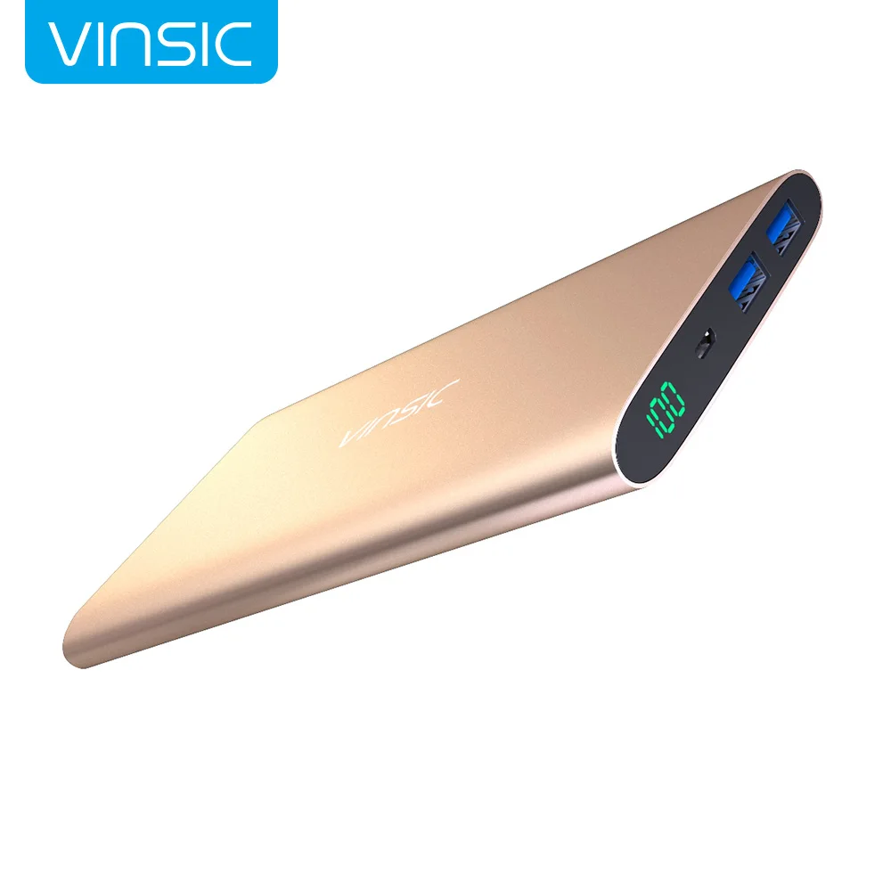 

VINSIC Power Bank 12000mAh Portable Charging PowerBank 10000 mAh USB PowerBank External Battery Charger For Xiaomi Mi 9 8 iPhone