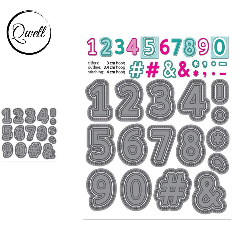 

QWELL Metal Cutting Dies Set Number 0-9 Symbol For DIY Scrapbooking Album Decor Craft Cards Embossing Making Template 2020 New