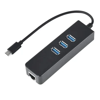 

Type-C to RJ45 Ethernet Adapter 1000 Mbps USB Hub Gigabit Ethernet Network Adapter Type-C to RJ45+3X USB3.0 Port