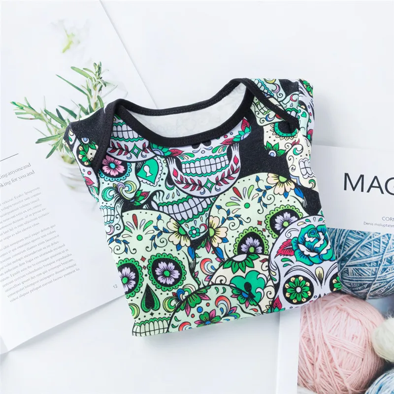 Newborn Baby Skull Print Bodysuit Romper Halloween Boy Girl Long sleeve Cotton Jumpsuit Clothes Dropshipping Baby Clothes Infant