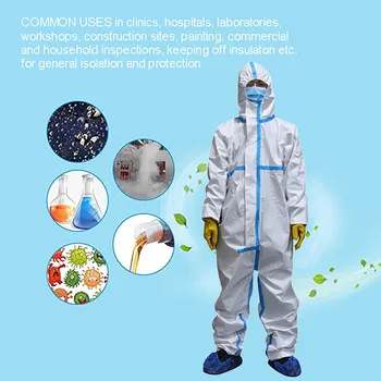 

High Antibacterial Reusable Isolation Suit Prevent Invasion Of Staff Protective Clothing Dust-proof Coveralls Antistatic#FG4