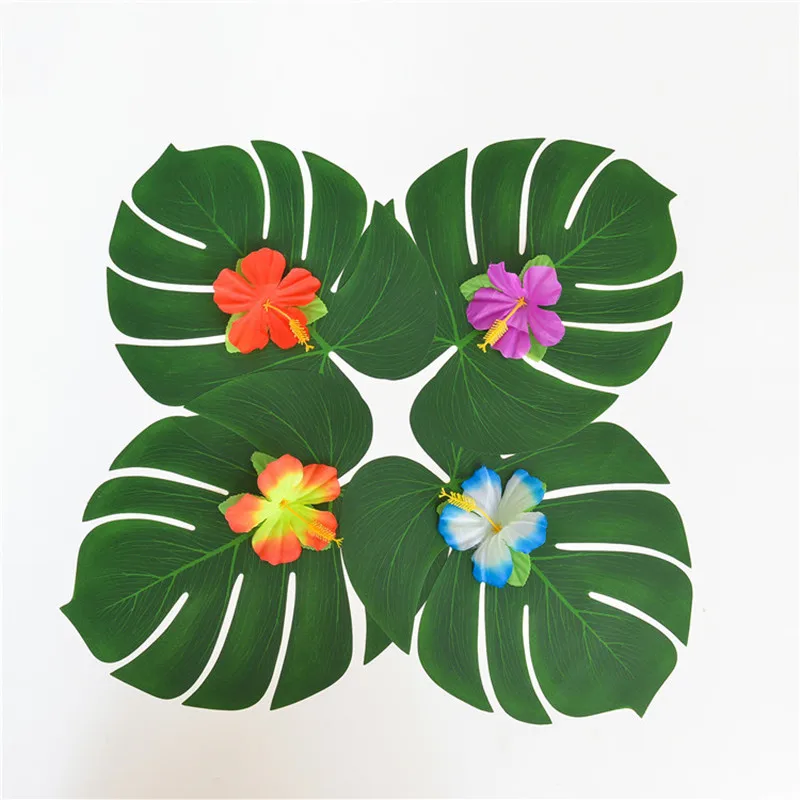 Горячая Распродажа искусственные зеленые тропические Пальмовые Листья для Гавайских Луау украшения для тематических вечеринок украшение для дома и сада