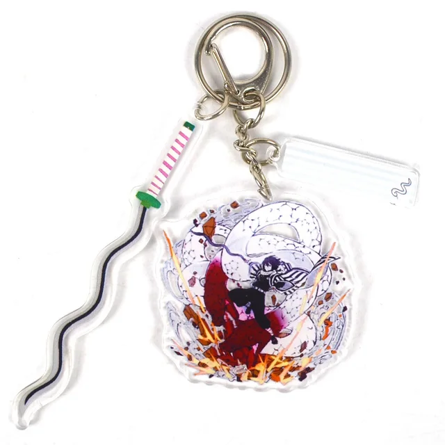 Anime Demon Slayer Kamado Tanjirou Kimetsu No Yaiba Pendant Keychains Acrylic Cartoon Key Chain Decoration Keyring Prop Gift 4