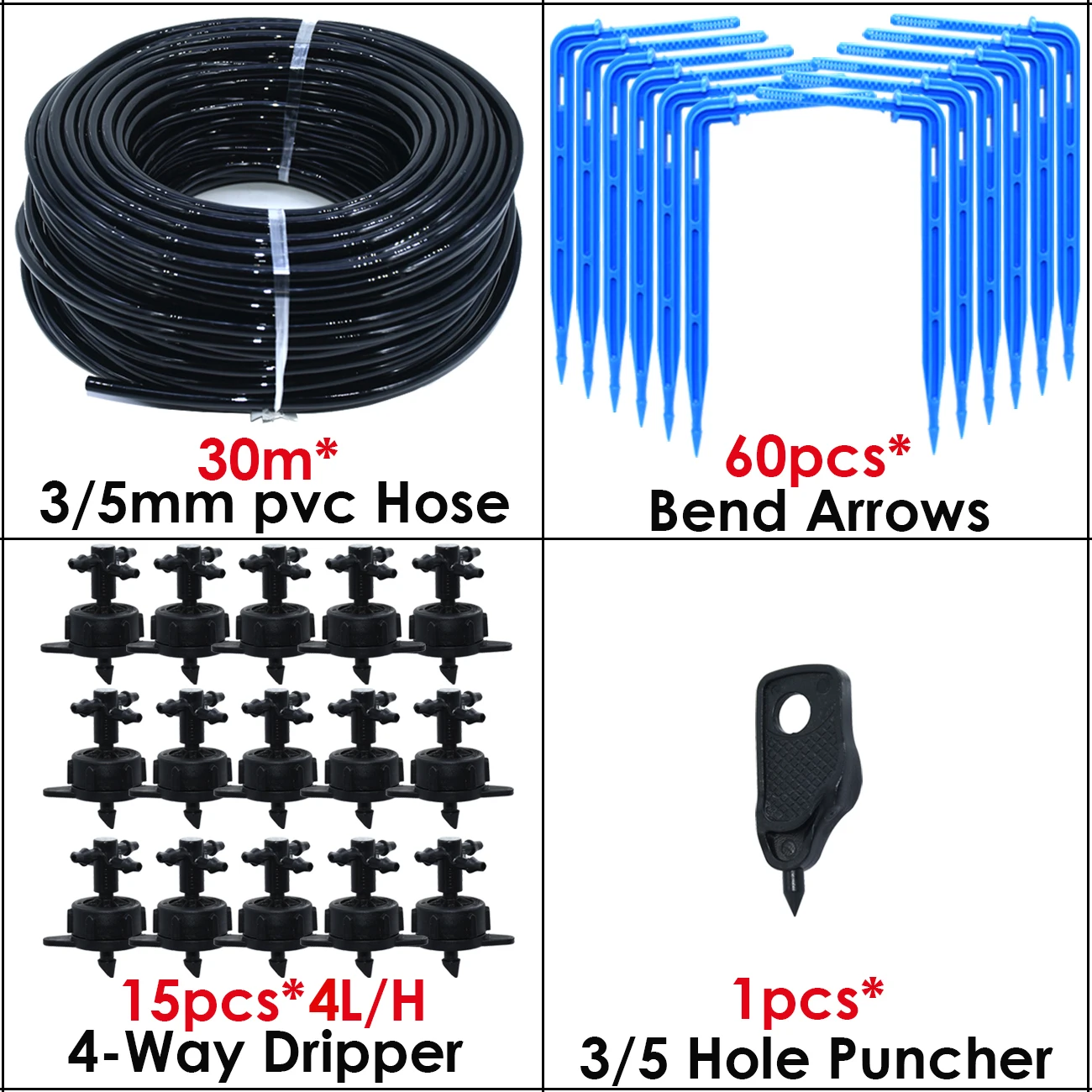 KESLA 5M-100M 4L 8L Pressure Compensation Emitter Watering Kit for Agriculture Greenhouse Drop Drip Irrigation System w Puncher
