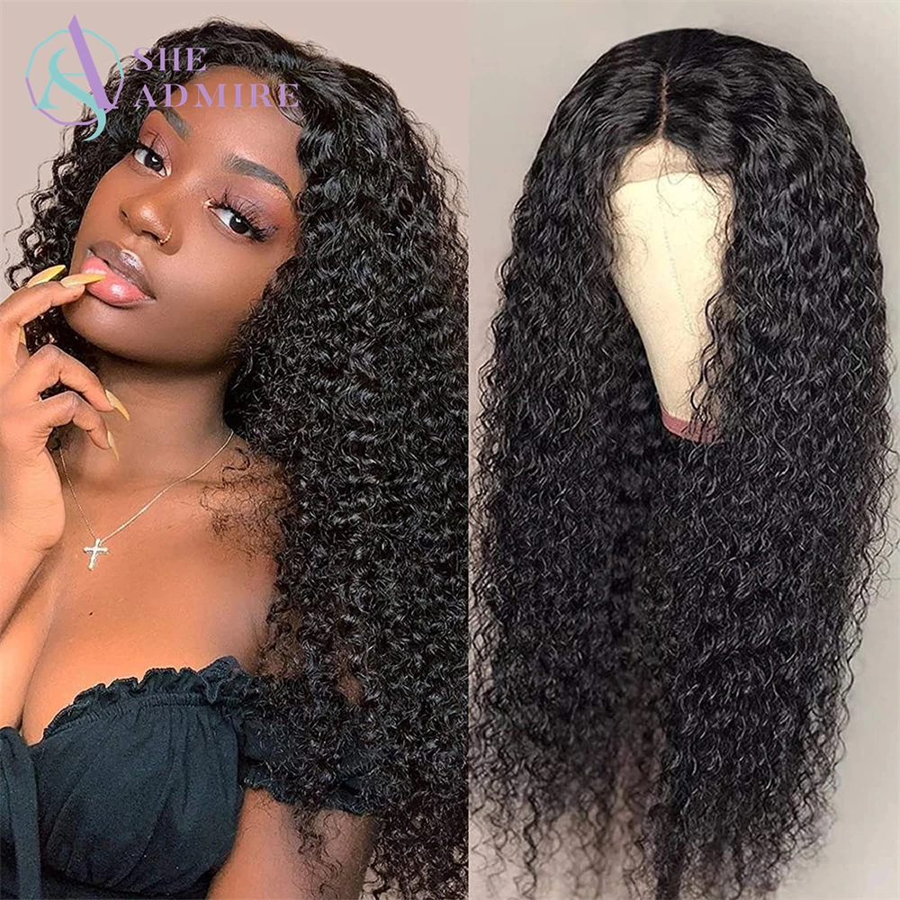 

Kinky Curly Lace Front Wigs Human Hair T Part Lace Wigs For Black Women Pre Plucked With Baby Hair Natural Hairline Wet and Wavy