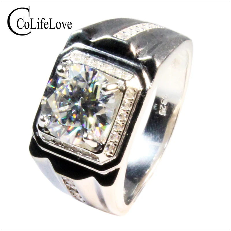 Ювелирные изделия CoLife 3ct Moissanite кольцо для мужчин 9 мм VVS класс мужское Твердое