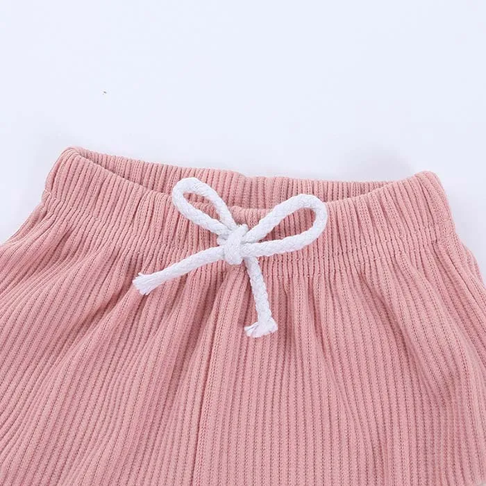 Toddler Baby Boys Girls Summer Clothing Suit Newborn Kids Baby Girls Ribbed Knitted Short Sleeve T-shirts+Shorts Tracksuits Sets children's clothing sets cheap