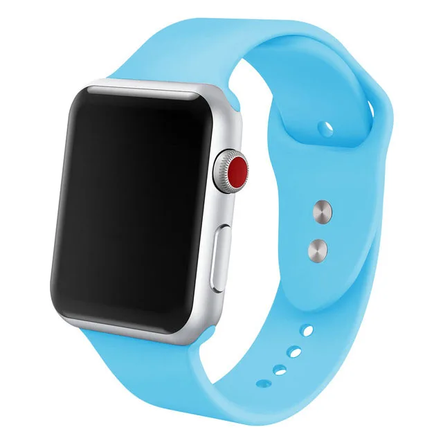 Силиконовый ремешок для наручных часов Apple Watch, 42 мм, 38 мм, Версия 44 мм 40 мм резиновый браслет для наручных часов Черные полуботинки со шнуровкой и ремешком наручных часов Iwatch серии 4/3/2/1 браслет - Цвет ремешка: NO.7.Light-Blue