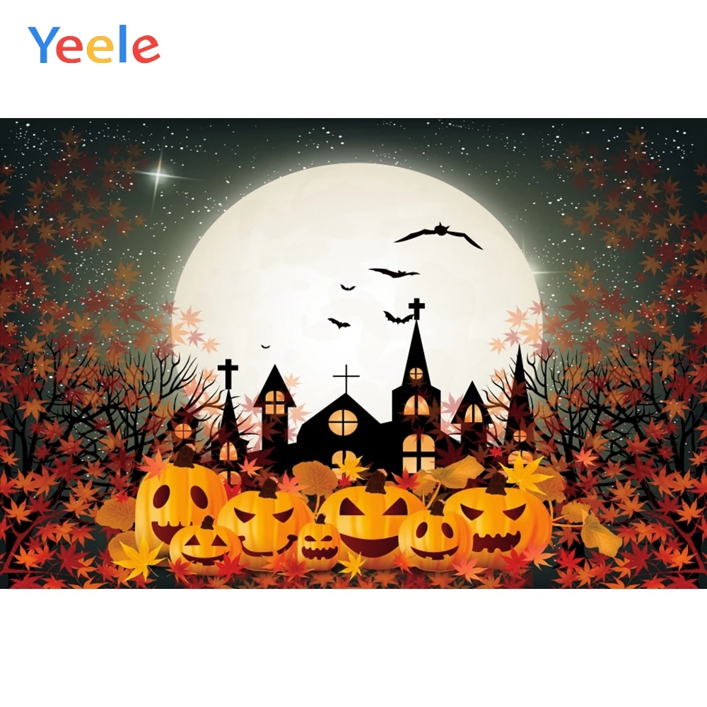 

Halloween Backdrop Pumpkin Lantern Moon Castle Bat Autumn Background Vinyl Photography Backdrops For Photo Studio Photophone