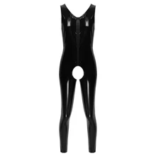  Plus Size Mens Sexy Open Crotch Leather Jumpsuit For Sex Erotic Shaping Sheath Bodycon Crotchless Glossy Leather Bodysuit Sexi 