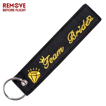 

Fashion Team Bride Keychain for Wedding Party Key Fobs Black Gold Key Chains Chaveiro Remove Before Flight New Key Tag