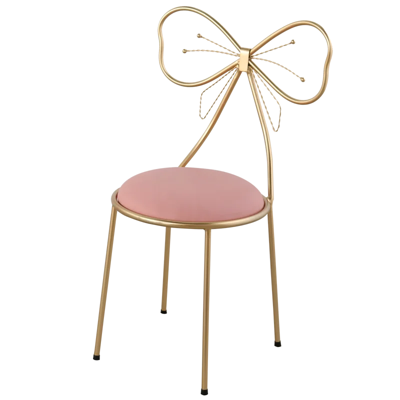 Multi Color Modern Nordic Home Makeup Chair velvet Fabric Middle Back Chair Butterfly Bow Metal Golden Polished Task Chair B550