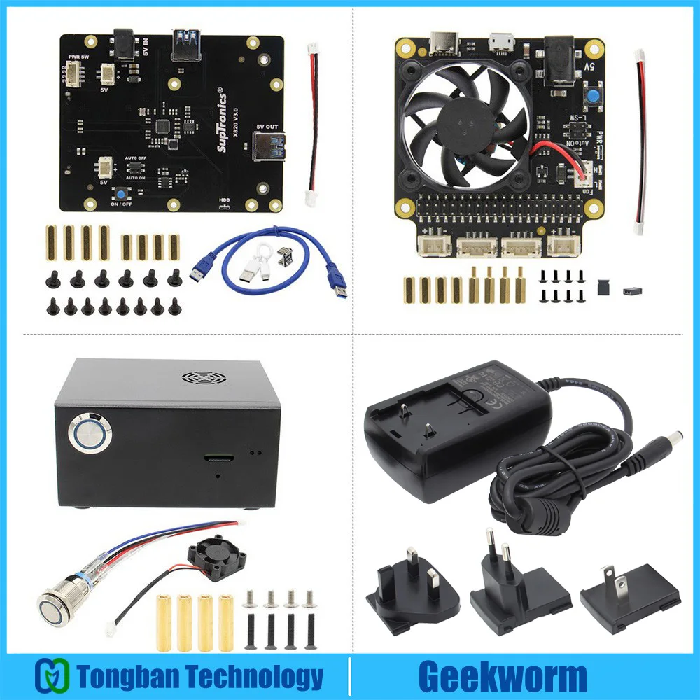 Плата для хранения Raspberry Pi X820 2 5 &quotSATA + плата управления питанием X735 блок питания